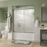 Everly 60 in. x 58-1/8 in. Traditional Semi-Frameless Sliding Bathtub Door in Bronze and 1/4 in. (6mm) Rain Glass - Super Arbor