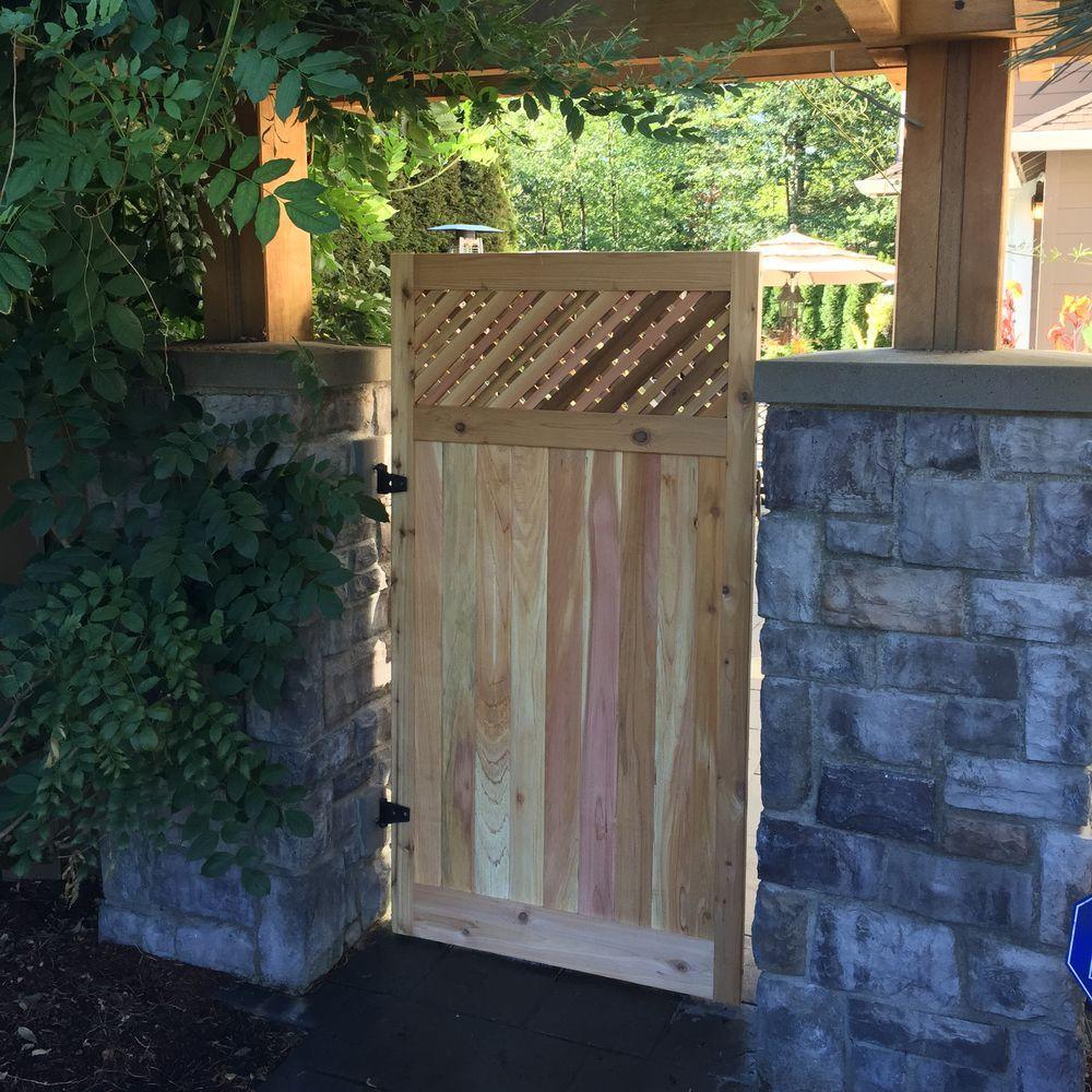 3 ft. x 6 ft. Western Red Cedar Flat Top Supreme Lattice Fence Gate - Super Arbor