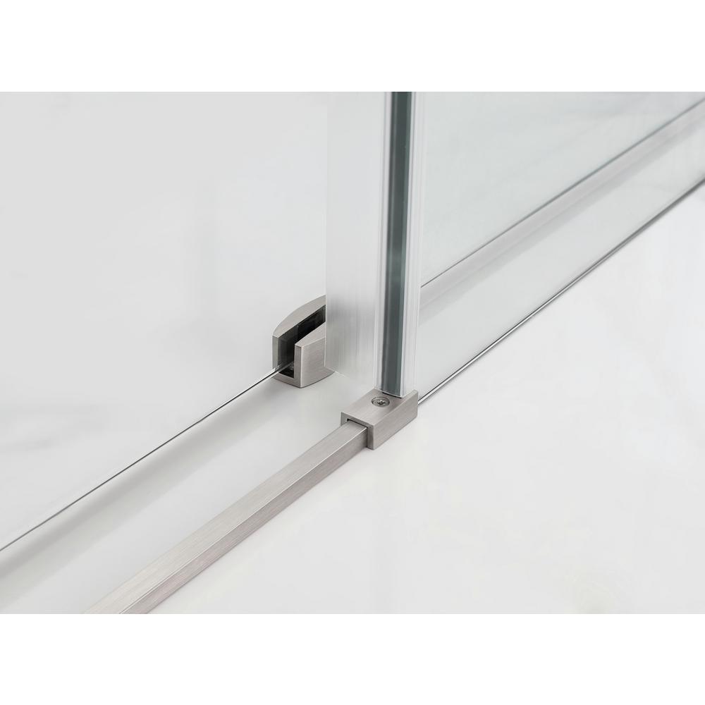 Coraline XL 56 - 60 in. x 70 in. Frameless Sliding Tub Door with StarCast Clear Glass in Stainless Steel, Left Opening - Super Arbor