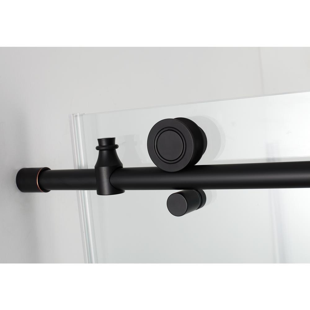Kamaya 44 - 48 in. x 76 in. Completely Frameless Sliding Shower Door in Matte Black, Left Opening - Super Arbor