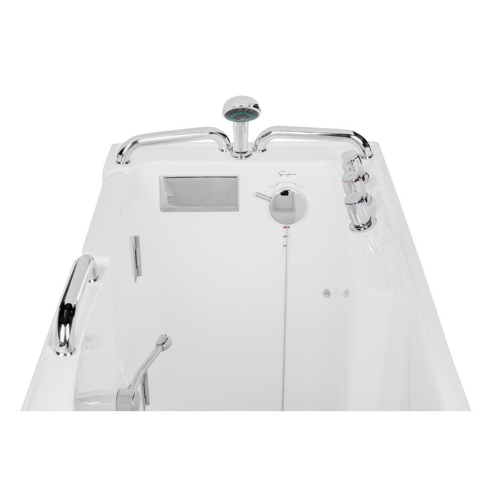 52.5 in. Left Side Walk-in Freestanding Bathtub Flatbottom Soaking SPA Tub in White - Super Arbor