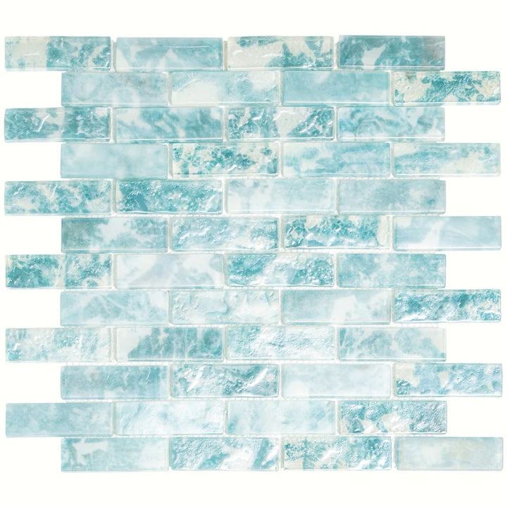 Apollo Tile Verre Aqua 12-in x 12-in Matte Glass Brick look Mosaic Floor and Wall Tile product image