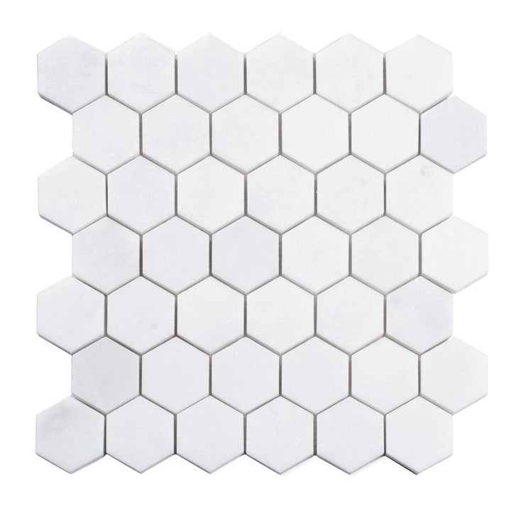 Apollo Tile Nubes Snow White 12-in x 12-in Honed Natural stone Marble Hexagon Mosaic Floor and Wall Tile product image