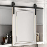6.6 ft./79 in. Black Steel Sliding Barn Door Track and Hardware Kit for Double Doors with Floor Guide - Super Arbor