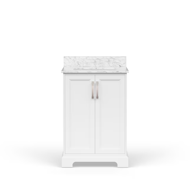 allen + roth Pittman 24-in White Undermount Single Sink Bathroom Vanity with White Engineered Calacatta Veined Engineered Stone Top