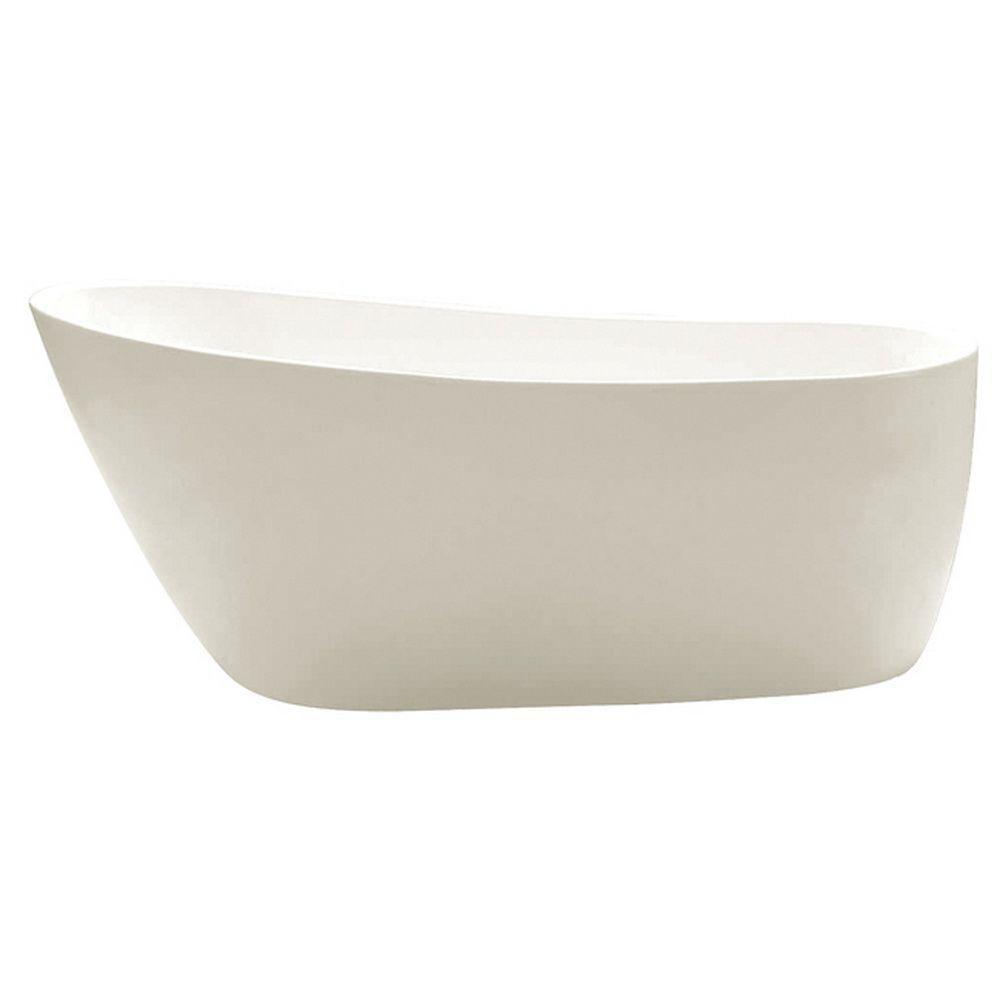 Fusion 59 in. Acrylic Front Drain Flatbottom Freestanding Bathtub in White - Super Arbor