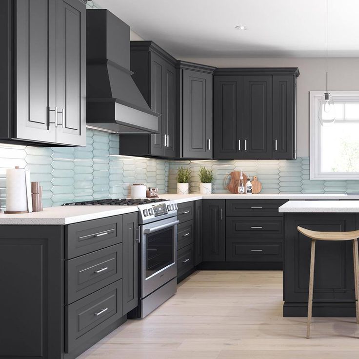 Home Decorators Collection Grayson 27 in. W x 12 in. D x 12 in. H Assembled Plywood Wall Bridge Kitchen Cabinet in Deep Onyx with Soft Close
