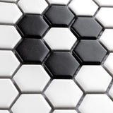 Merola Tile Metro Hex Matte White with Flower Porcelain Mosaic Tile, 10-1/4 in. x 11-7/8 in., 6mm (8.56 sq. ft./Case)