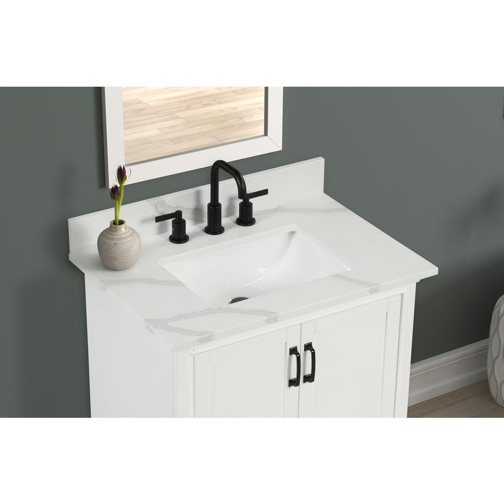 31 in. W x 22 in. D x 0.75 in. H Quartz Vanity Top in Statuario White with White Basin - Super Arbor