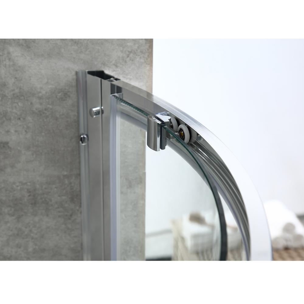 Maia 36 in. x 72.80 in. Semi-Frameless Sliding Corner Shower Door in Chrome with 36 in. x 36 in. Base in White - Super Arbor
