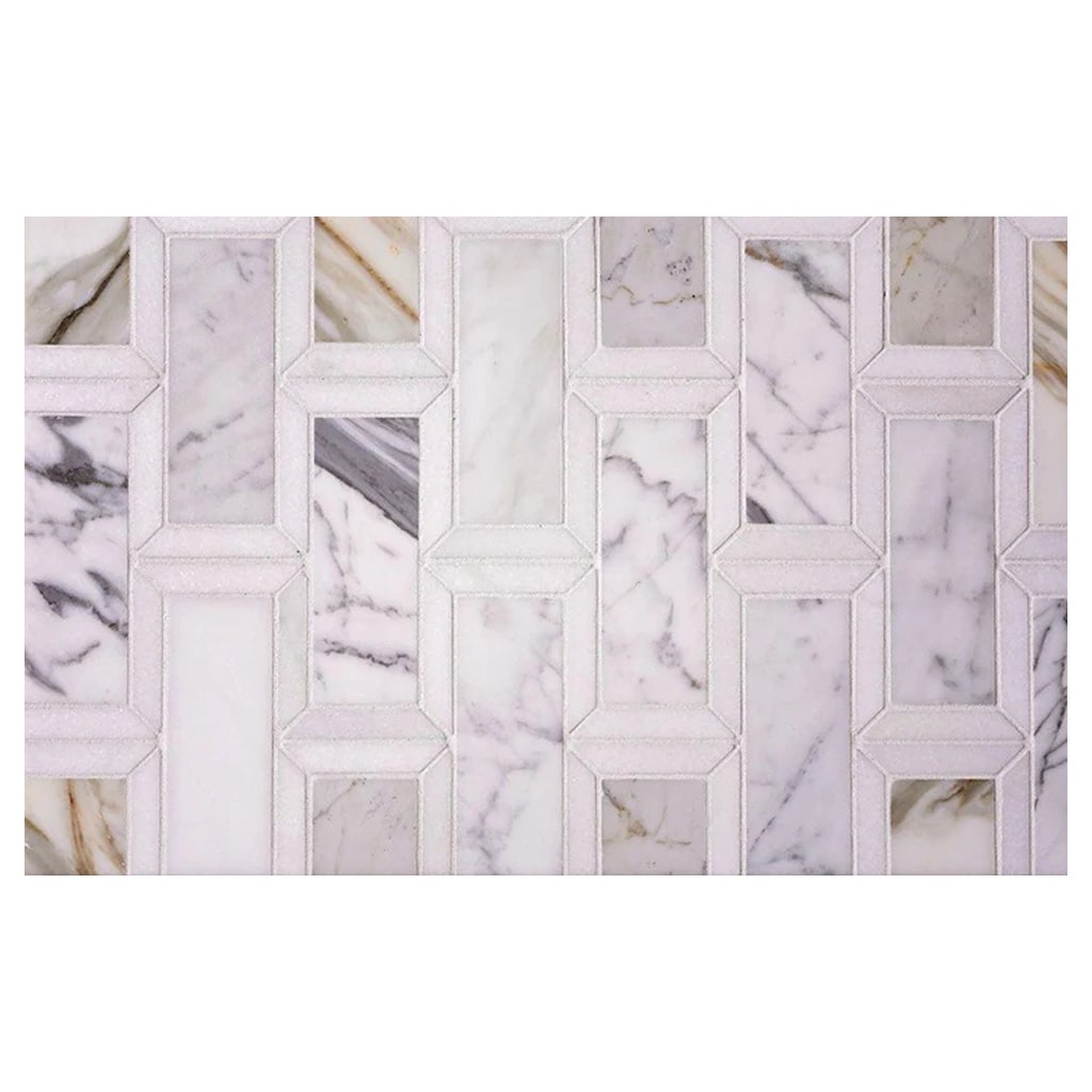 Apollo Tile Serena White Gray 10-in x 12-in Polished Natural stone Marble Brick look Mosaic Floor and Wall Tile product image