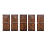 36 in x 84 in K Series DIY Dark Walnut Finished Knotty Pine Wood Sliding Barn Door Slab with Hardware Kit - Super Arbor