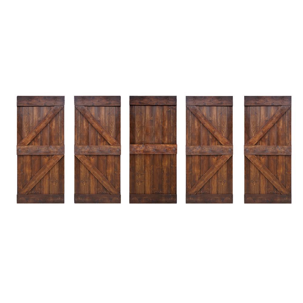 36 in x 84 in K Series DIY Dark Walnut Finished Knotty Pine Wood Barn Door Slab - Super Arbor