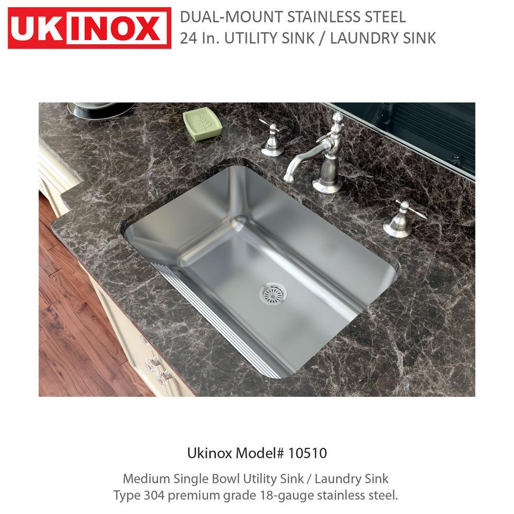 24 in. x 18 in. Single Bowl Stainless Steel Laundry Sink with Washboard - Super Arbor
