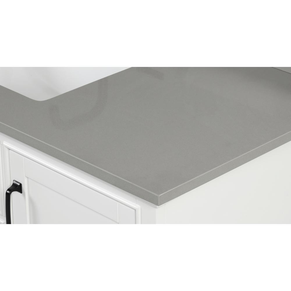 73 in. W x 22 in. D x 0.75 in. H Quartz Vanity Top in Earth Gray with White Basins - Super Arbor
