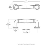 Classic Elegance 3 in. (76mm) Center-to-Center Brushed Brass Drawer Pull - Super Arbor