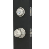 Camelot Satin Nickel Double Cylinder Deadbolt with Georgian Knob Door Handleset - Super Arbor