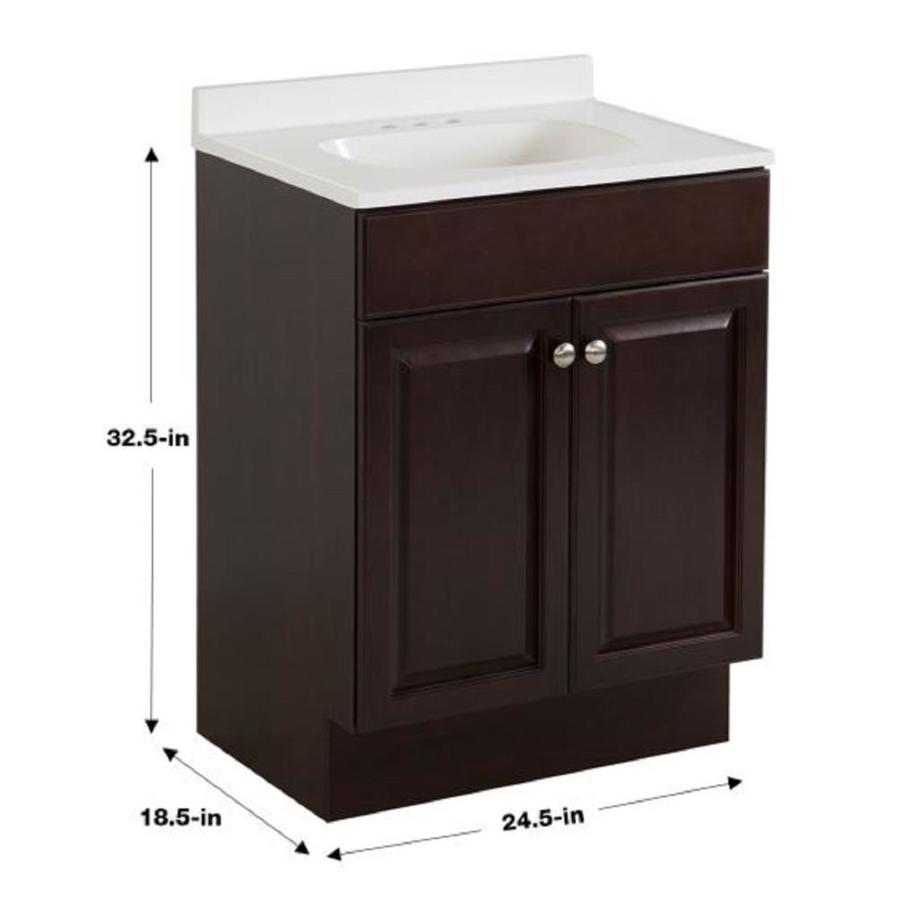 Project Source 24.5-in Java Single Sink Bathroom Vanity with White Cultured Marble Top