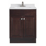 Project Source 24.5-in Java Single Sink Bathroom Vanity with White Cultured Marble Top