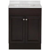 Project Source 24.5-in Java Single Sink Bathroom Vanity with White Cultured Marble Top