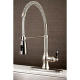 Kingston Brass Kaiser Brushed Nickel/Black Stainless Steel 1-Handle Deck-Mount Pre-rinse Handle Kitchen Faucet (Deck Plate Included)