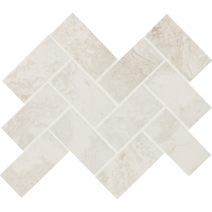 Daltile Archaia Relic White 12-in x 14-in Matte Ceramic Herringbone Mosaic Floor and Wall Tile product image