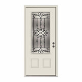 36 in. x 80 in. 3/4 Lite Sanibel Primed Steel Prehung Left-Hand Inswing Front Door w/Brickmould - Super Arbor