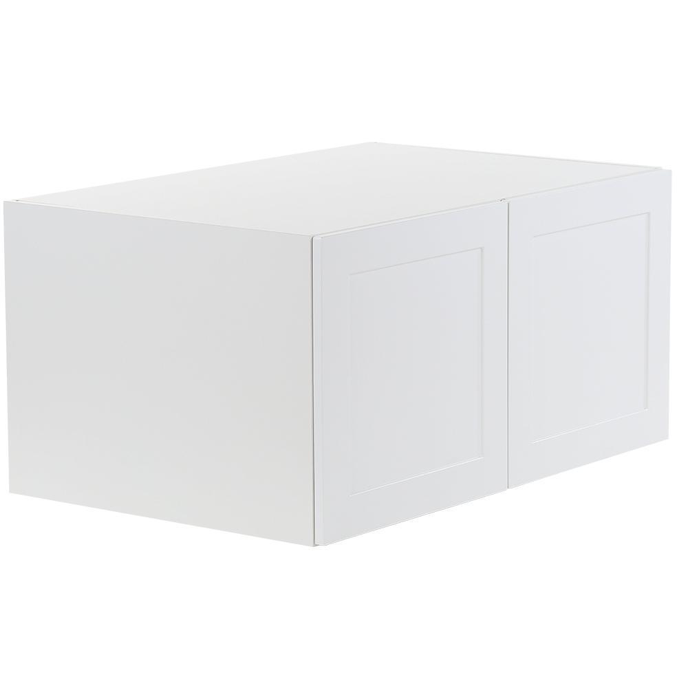 Cambridge Shaker Assembled 36x18x24.5 in. Refrigerator Wall Cabinet with 2 Soft Close Doors in White - Super Arbor