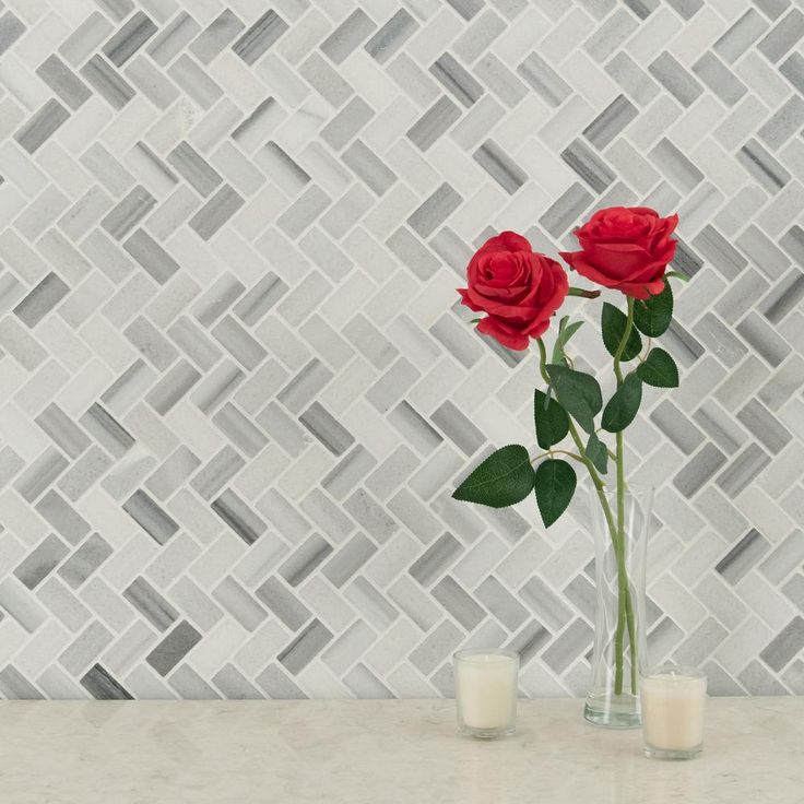 MSI Bergamo Herringbone 12 in. x 12 in. x 10 mm Polished Marble Mesh-Mounted Mosaic Tile (10 sq. ft. / case)