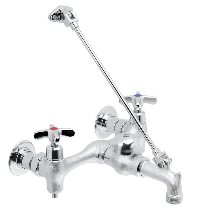 Commander Service Sink Faucet with Cross Handles in Rough Chrome - Super Arbor