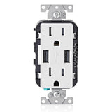 3.6A USB Dual Type A In-Wall Charger with 15 Amp Tamper-Resistant Outlets, Brown - Super Arbor