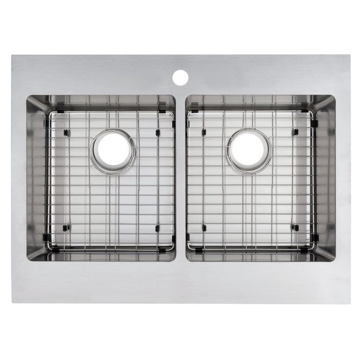 Brimley Retrofit Dual Mount Stainless Steel 33 in. 1-Hole 50/50 Double Bowl Flat Farmhouse Apron Front Kitchen Sink