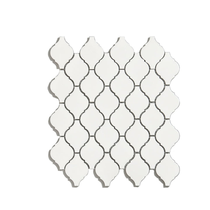 Abolos Monet White 10-in x 11-in Glazed Porcelain Patterned Arabesque Mosaic Wall Tile product image