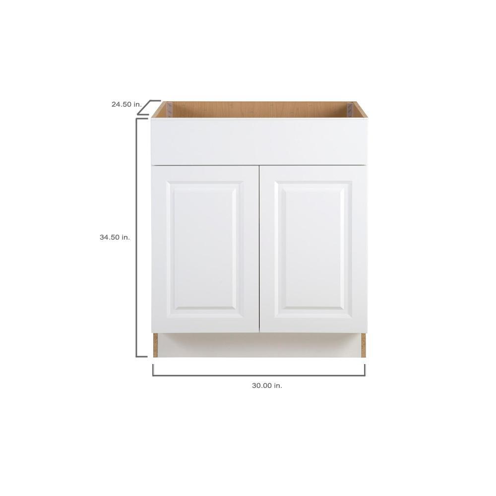 Benton Assembled 30x34.5x24 in. Sink Base Cabinet with False Drawer Front in White - Super Arbor