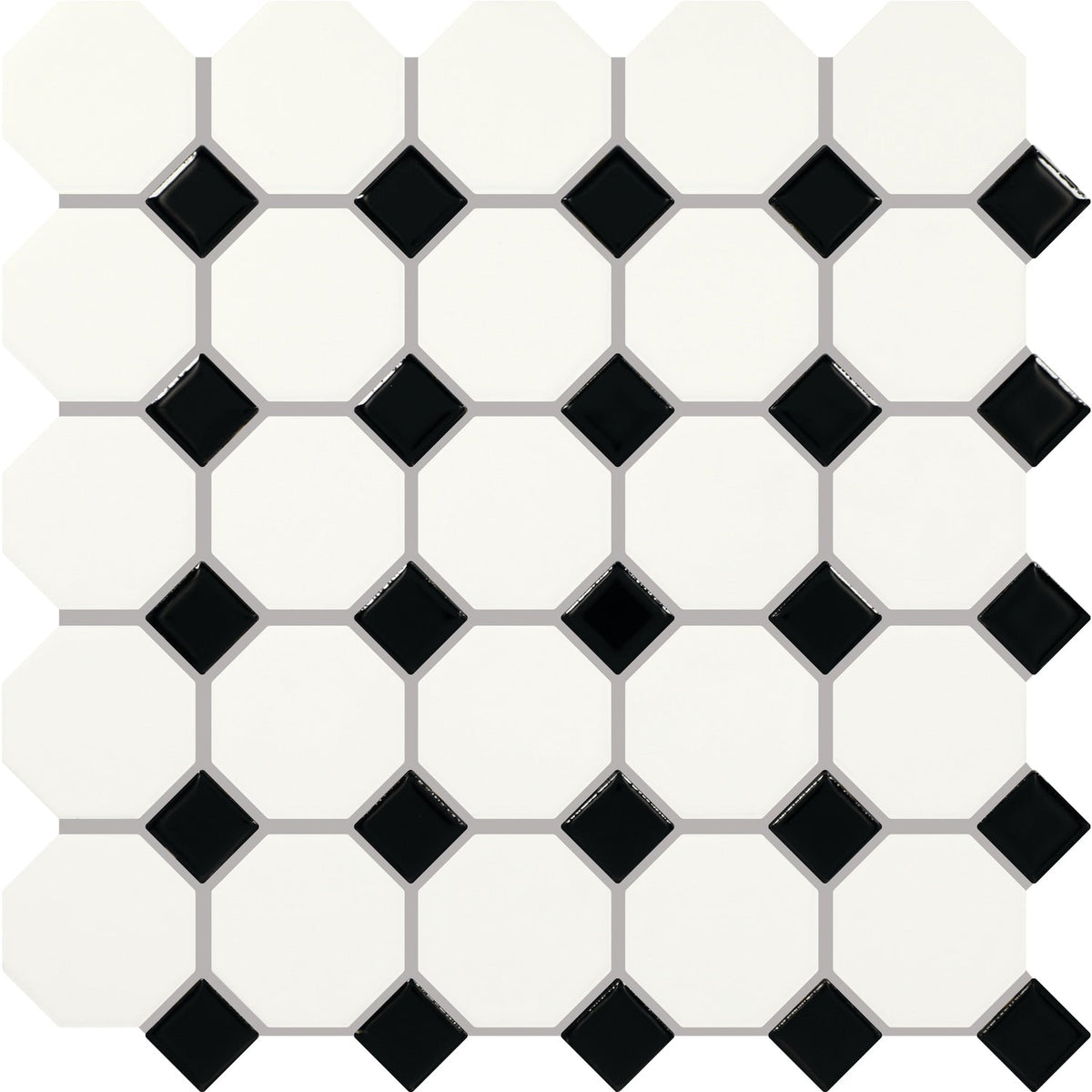 Daltile Core Classic True White with Black Dot 12-in x 12-in Multi-finish Ceramic Patterned Multi-shaped Mosaic Floor and Wall Tile product image