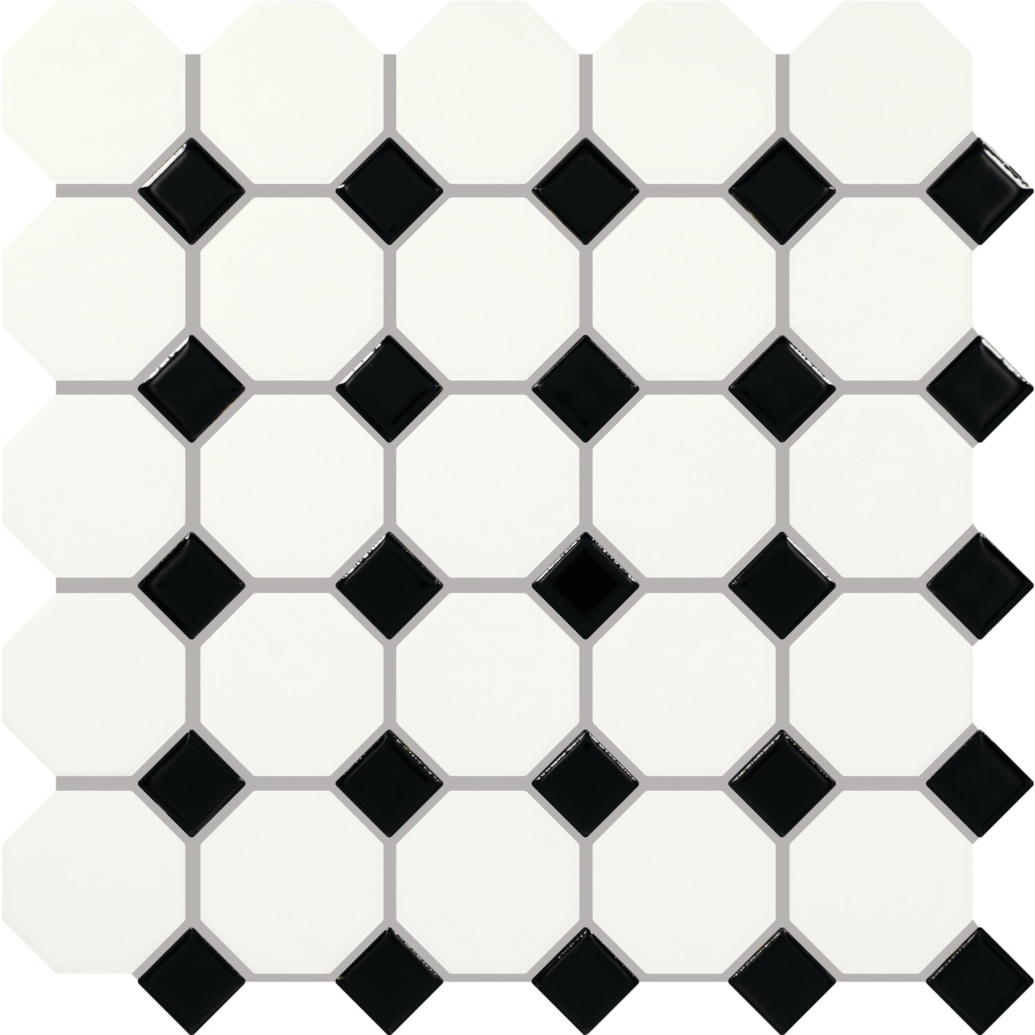 Daltile Core Classic True White with Black Dot 12-in x 12-in Multi-finish Ceramic Patterned Multi-shaped Mosaic Floor and Wall Tile product image