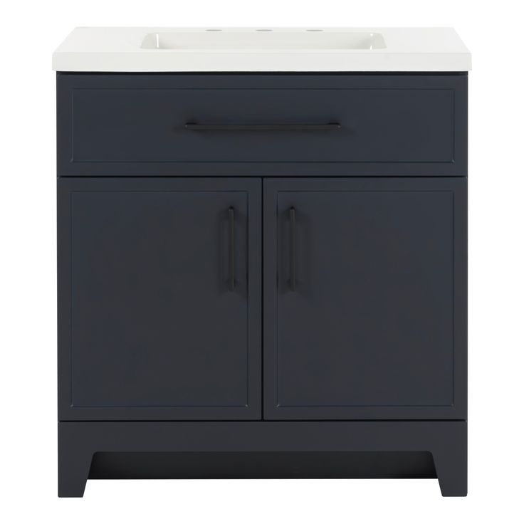 Style Selections Potter 30-in Blue Single Sink Bathroom Vanity with White Cultured Marble Top