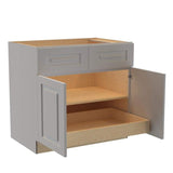 Home Decorators Collection Grayson 36 in. W x 24 in. D x 34.5 in. H Assembled Plywood Base Kitchen Cabinet in Pearl Gray with 1ROT Soft Close