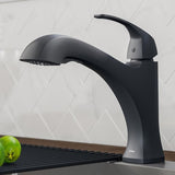 Kraus Oren Matte Black 1-Handle Deck-Mount Pull-Out Handle Kitchen Faucet