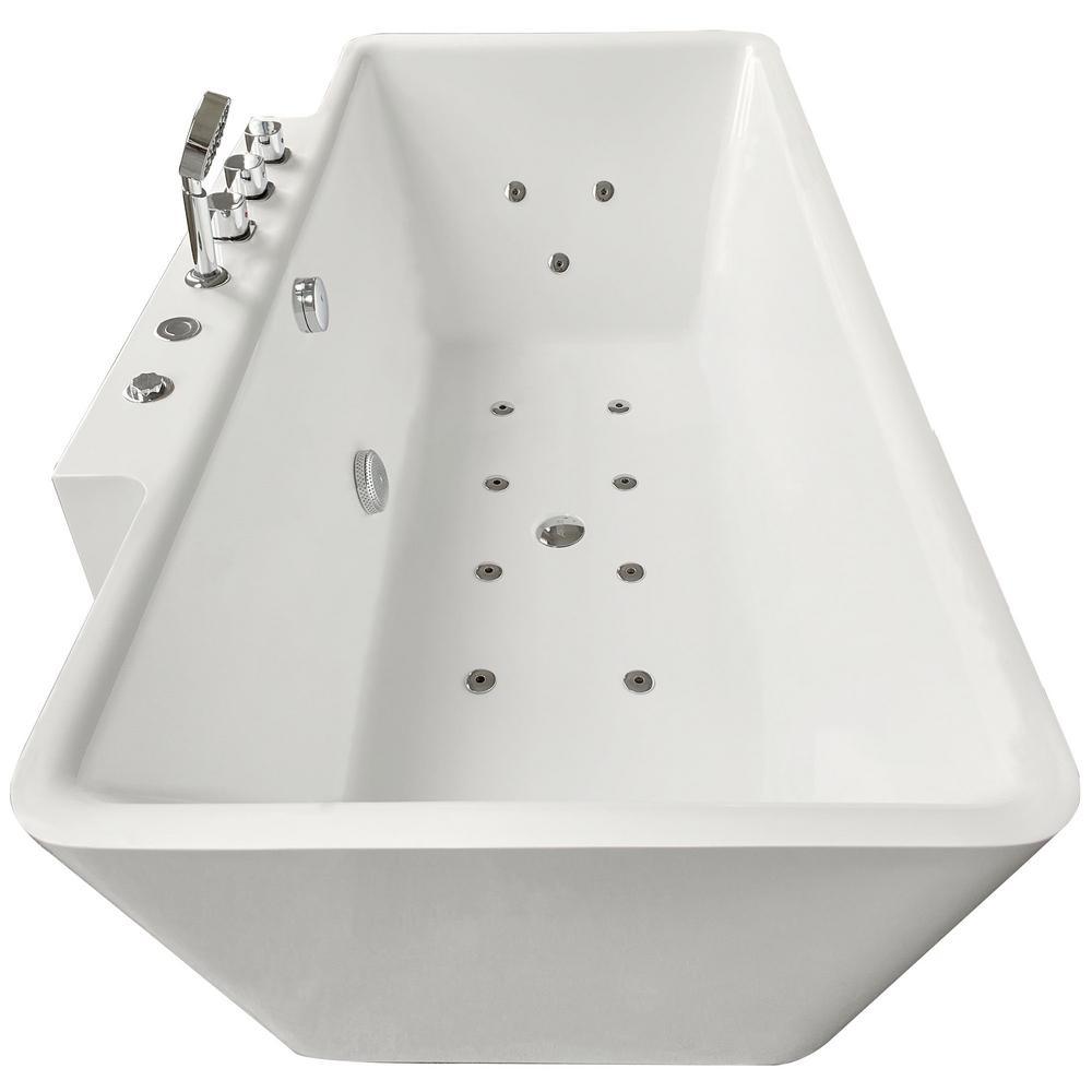 Catania 68 in. Acrylic Flatbottom Whirlpool Bathtub in White - Super Arbor