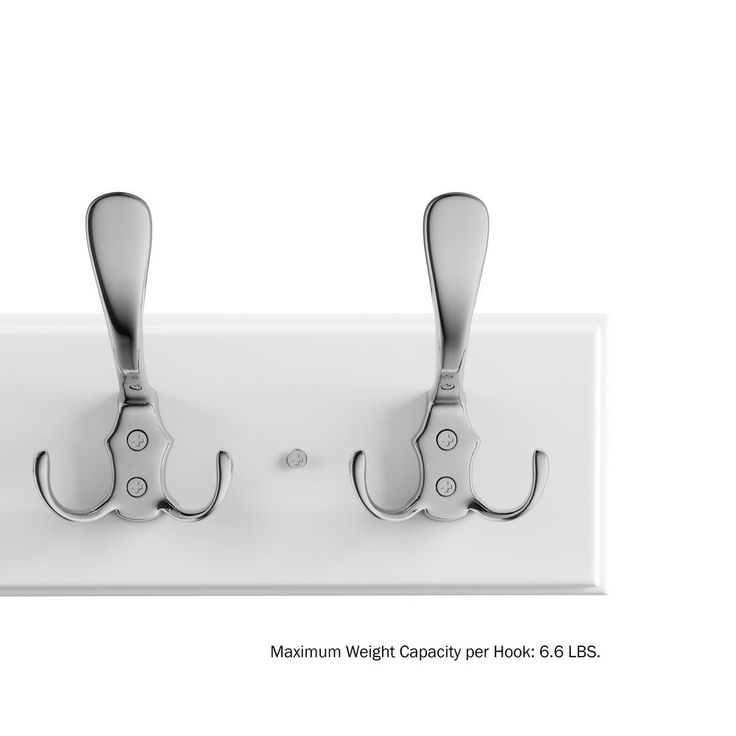 27.75 in. L White Rail-Mounted Wall Hook Hanging Rack with 6 Hooks