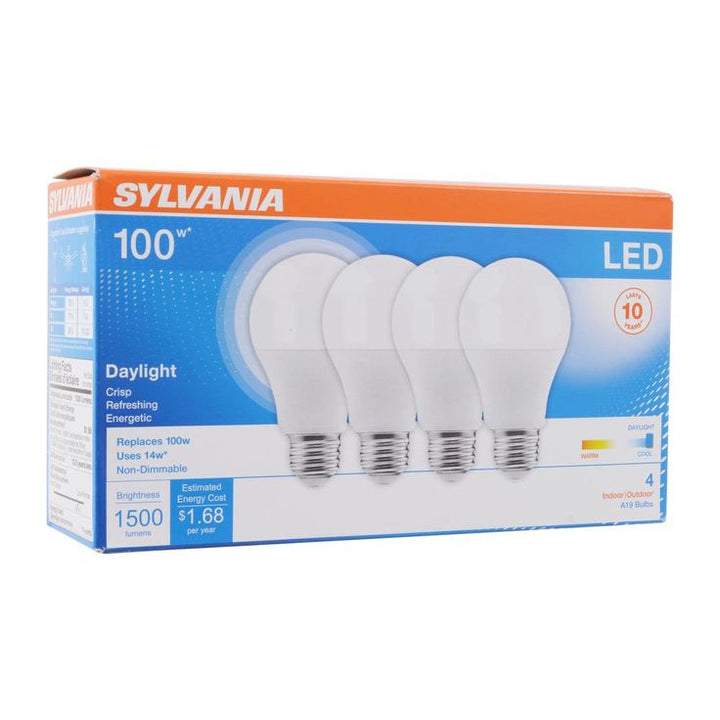 Sylvania 100-Watt Equivalent A19 White Non-Dimmable LED Light Bulb Daylight (4-Pack)