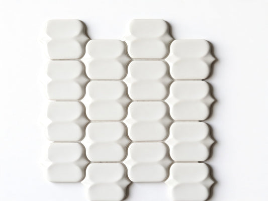 Abolos Monet Classical White 11-in x 12-in Glazed Porcelain Patterned Arabesque Mosaic Wall Tile product image