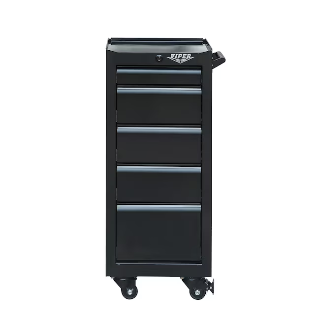 Viper Tool Storage 15.8-in W x 37.3-in H 5-Drawer Steel Rolling Tool Cabinet (Black)