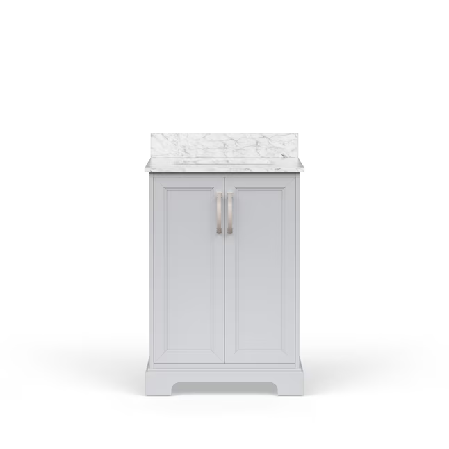 allen + roth Pittman 24-in Muse Gray Undermount Single Sink Bathroom Vanity with White Engineered Calacatta Veined Engineered Stone Top