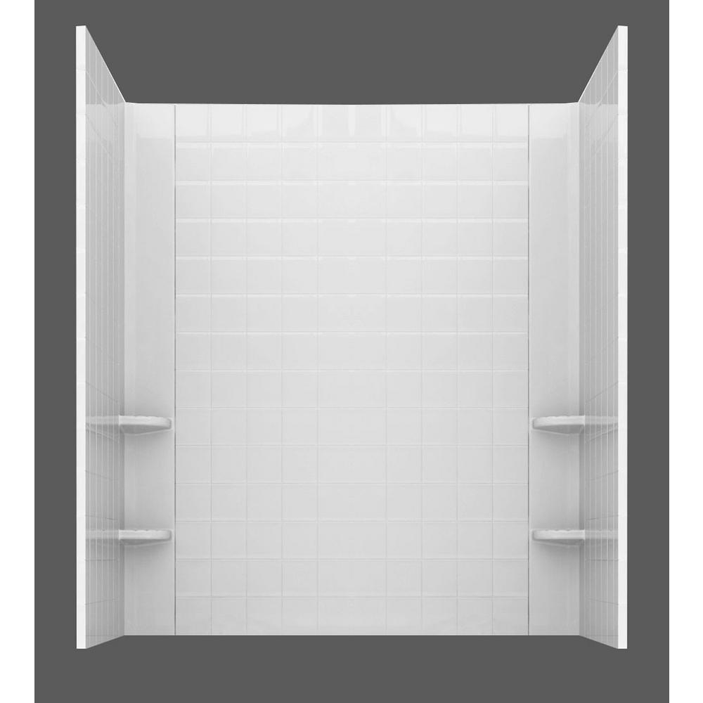 Rampart 3.9 ft. Walk-in Whirlpool and Air Bathtub with 4 in. Tile Easy Up Adhesive Wall Surround in White - Super Arbor