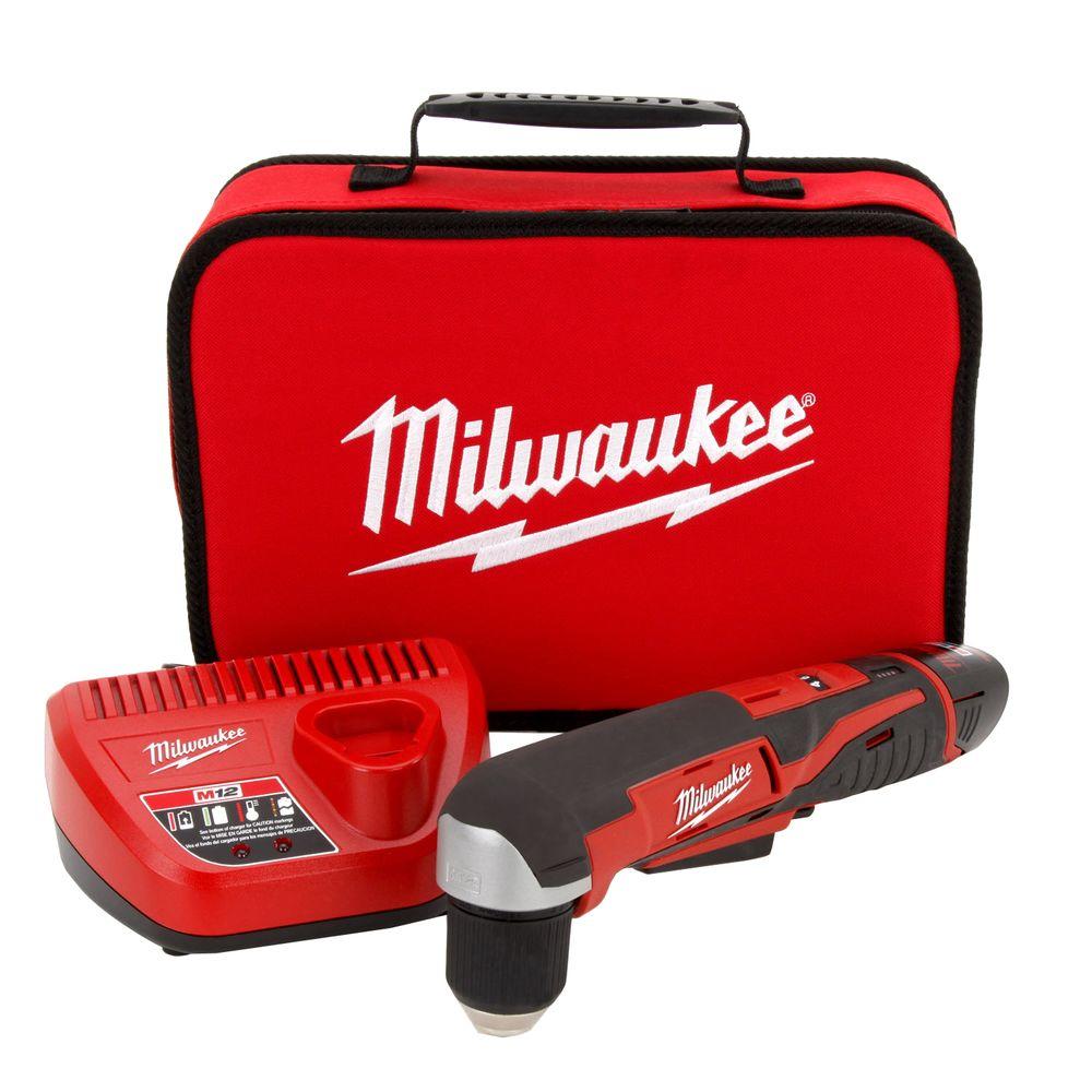 M12 12-Volt Lithium-Ion Cordless 3/8 in. Right-Angle Drill W/(1) 1.5Ah Battery, Charger & Tool Bag