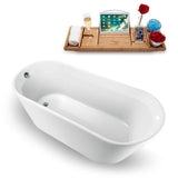 61 in. Acrylic, Fiberglass Flatbottom Non-Whirlpool Bathtub in Glossy White - Super Arbor