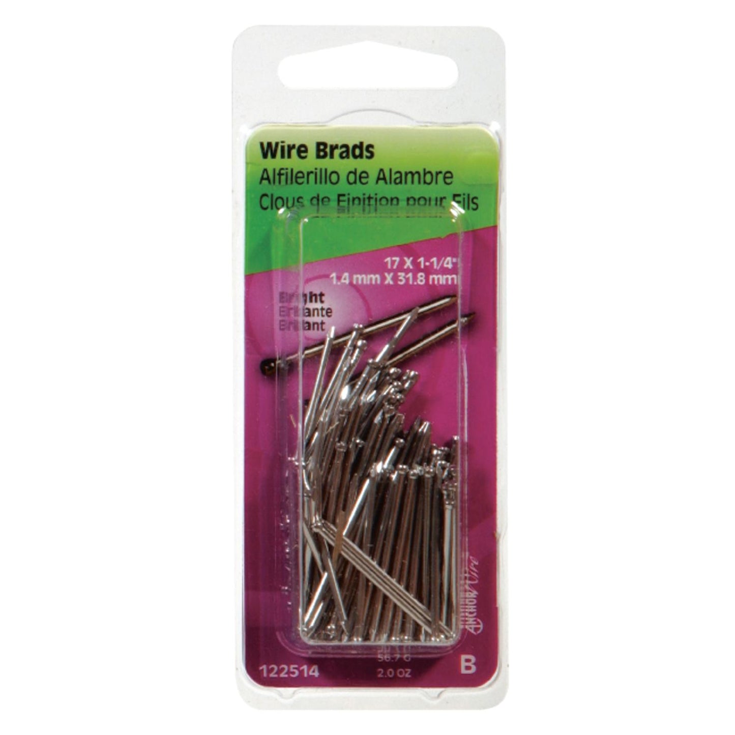 Hillman 17 Ga. x 1-1/4 in. Bright Steel Brad Nails, 1 Pack, 2 oz