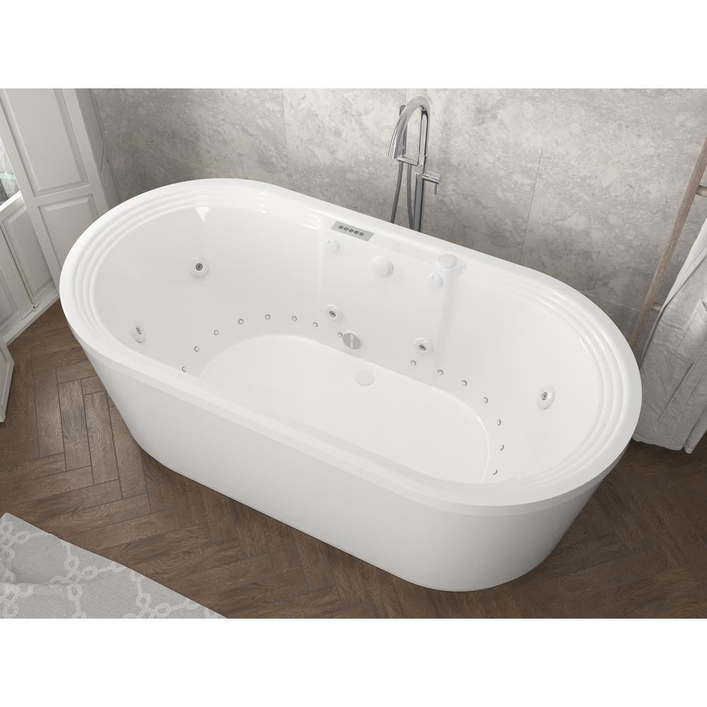 Pearl 5.6 ft. Center Drain Whirlpool and Air Bath Tub in White - Super Arbor